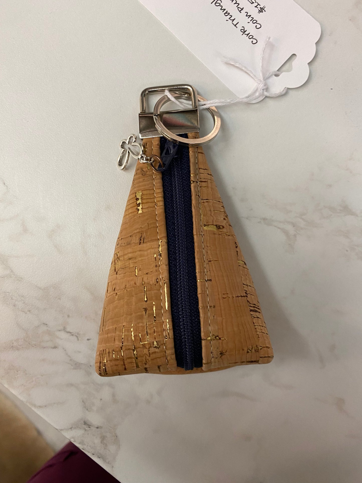 Cork triangle coin purse