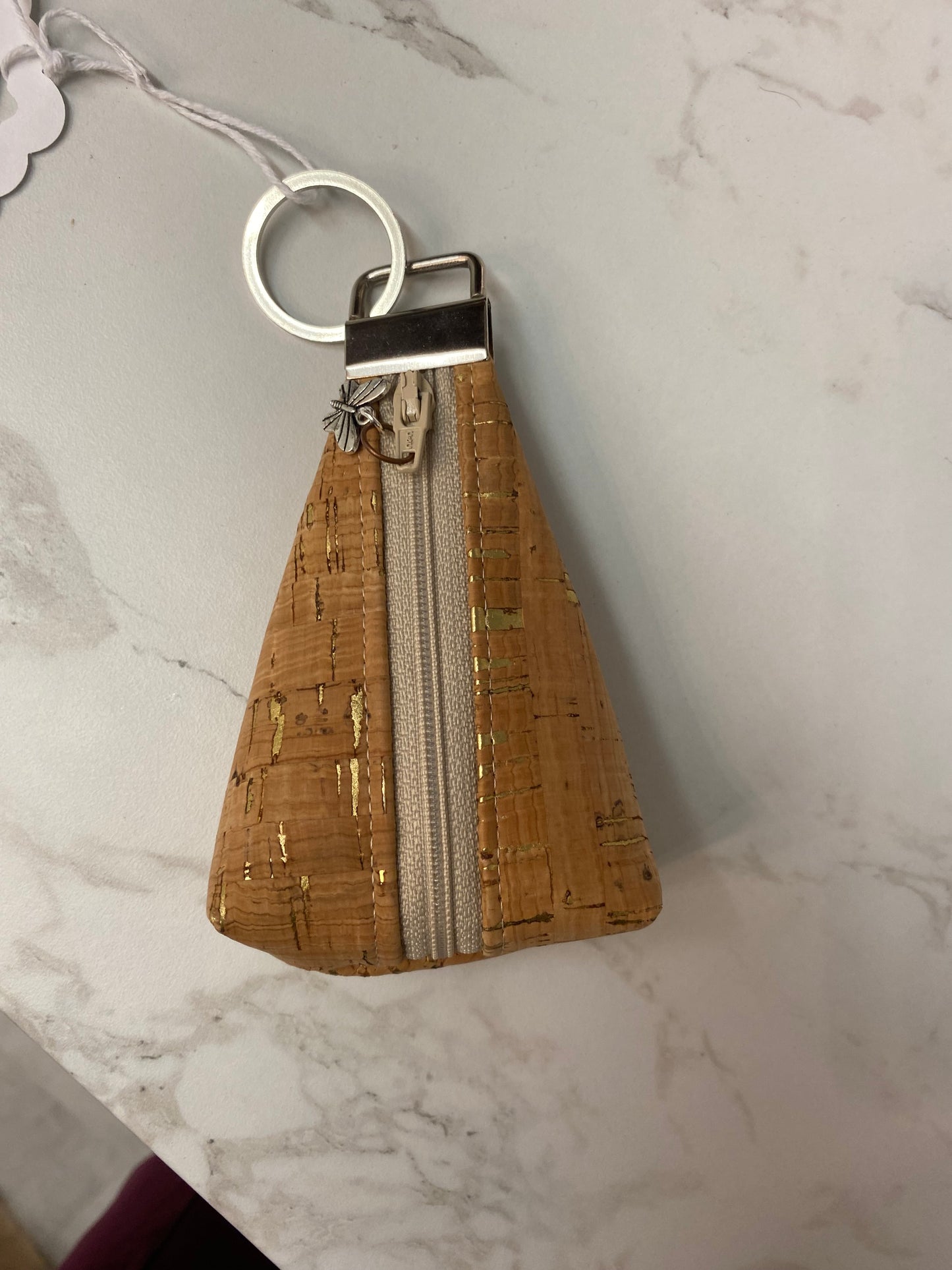Cork triangle coin purse